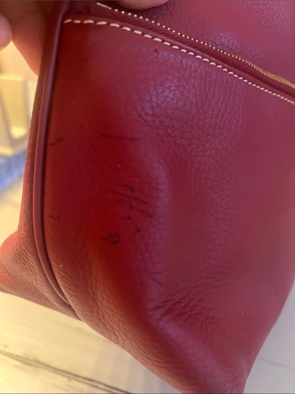 Dooney & Bourke Red Leather Satchel with Scarf Tie